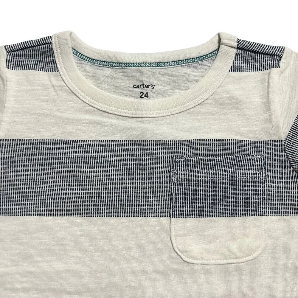 NEW Carter's 24m Navy Striped Pocket Shirt